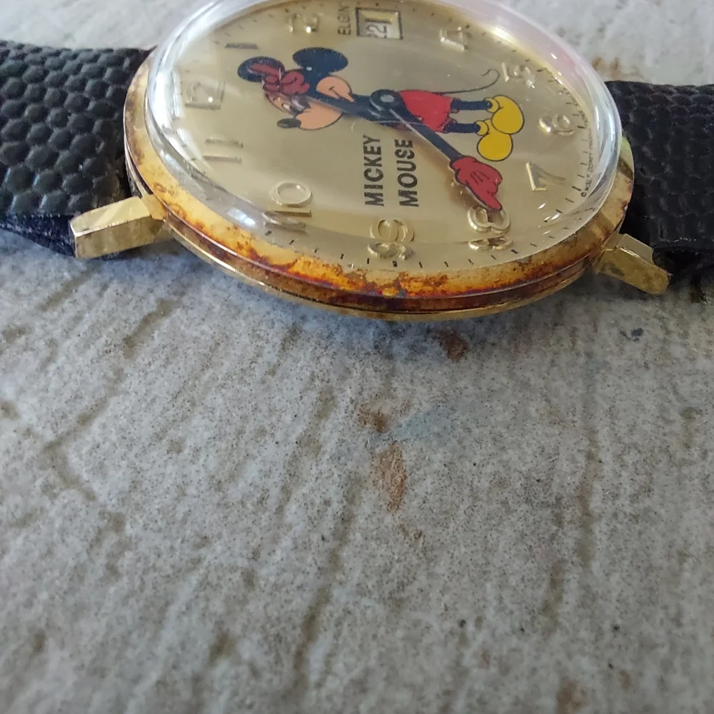 Elgin Mickey Mouse Vintage Analog Watch Rare Unisex, Estate Jewelry